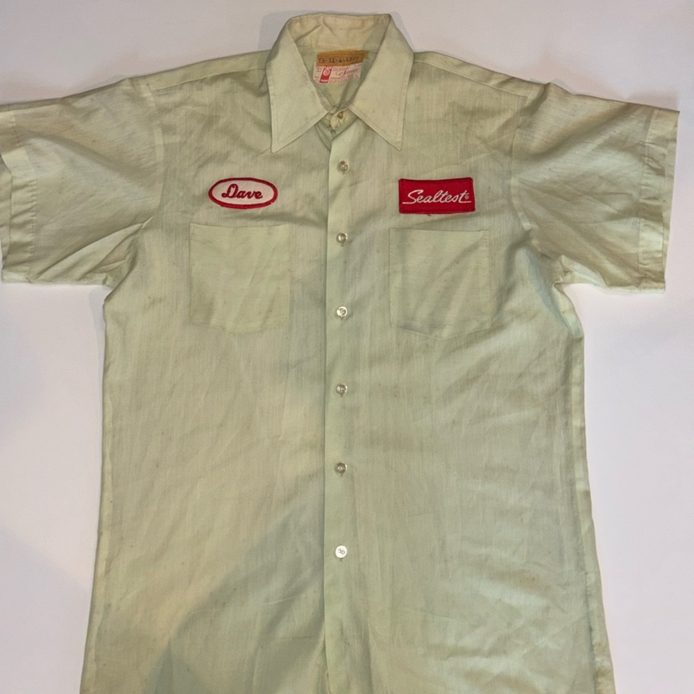 Vintage 1950s Sealtest Milk Man uniform button down shirt Dave patch